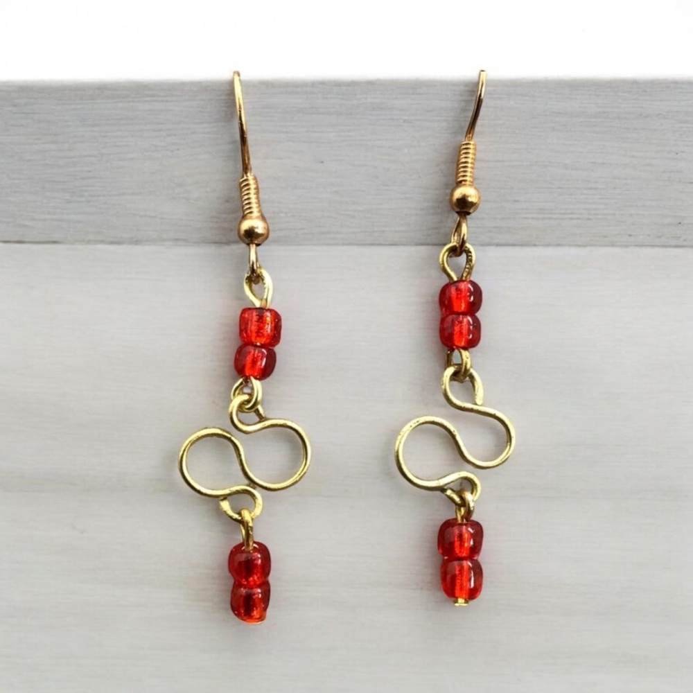 Red Infinity Earrings Handmade - Picture 11 of 15